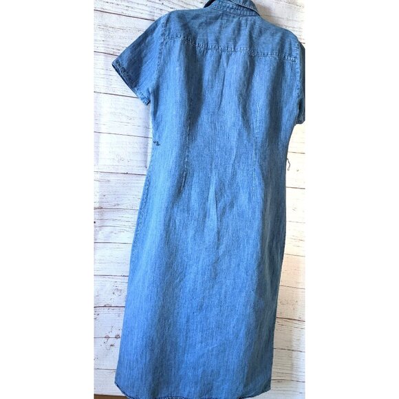 Zara Women's Denim Shirt Dress The 90th Collection Blue Midi Linen Blend Size XL - Picture 3 of 16